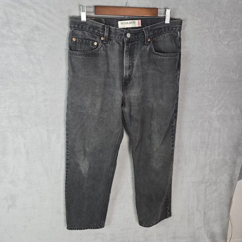 Vintage Levis 505 Regular Fit Jeans Faded Black Denim Straight Leg Mens 32x28